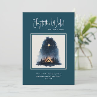 Joy to the World Watercolor Nativity Christmas Julkort