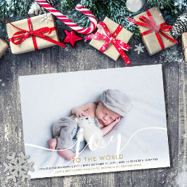 Joy to World 2 Photo Baby Birth Julkort