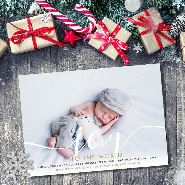 Joy to World 2 Photo Baby Birth Julkort (Skapare uppladdad)