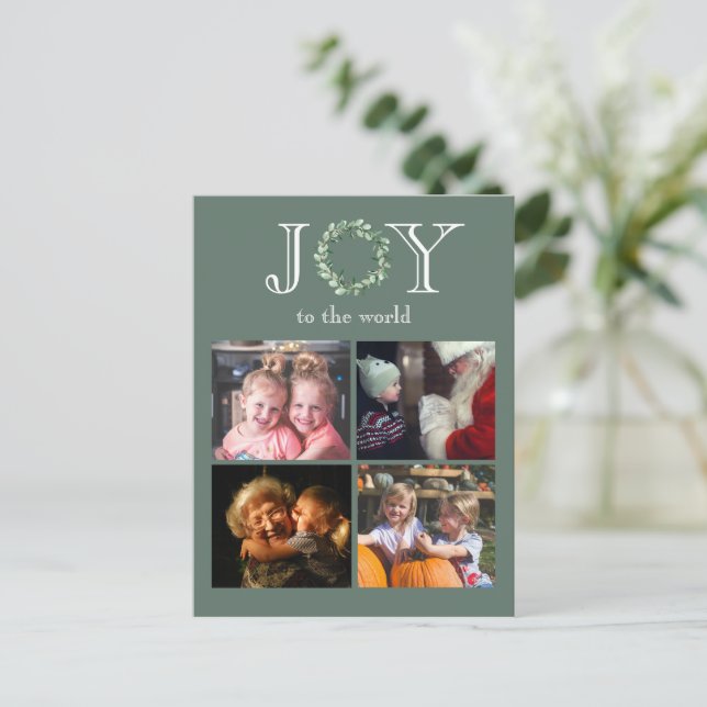 Joy to World 4 Photos Personlig Helg Vykort (Stående Fram)
