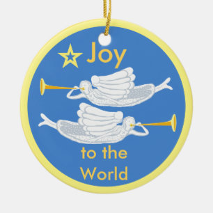 Joy to World änglar and Jesus Julgransprydnad Keramik