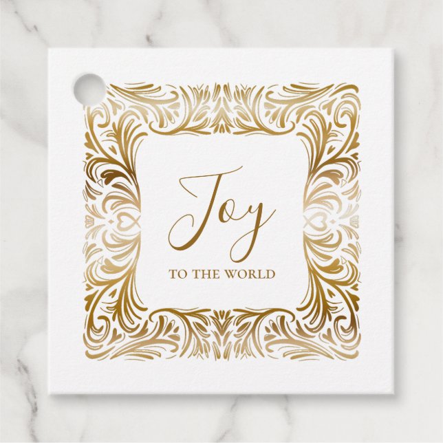 Joy to World Anpassningsbar Elegant Golden jul Gåvor Etiketter (Framsida)