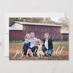 Joy to World Calligraphy Helgdag Photo Card Julkort