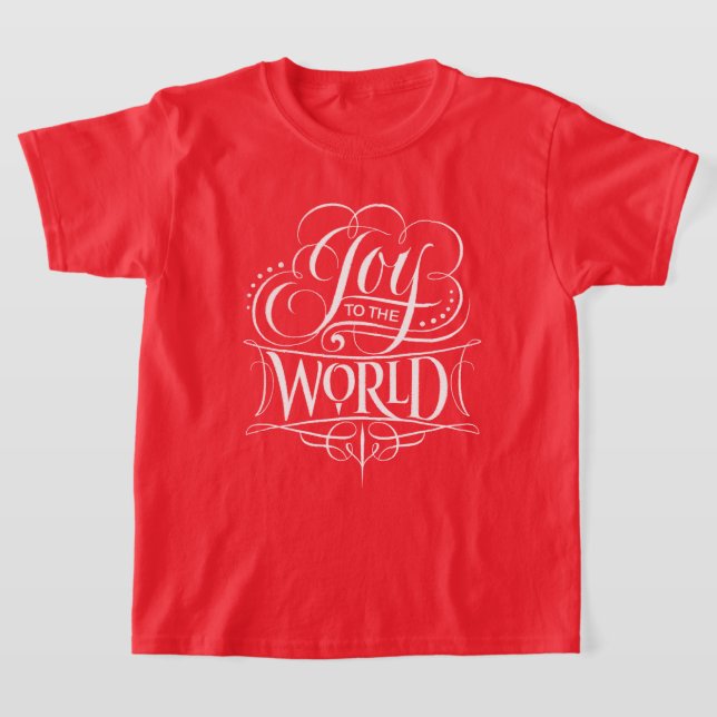 Joy to World - Christian Jul Calligraphy T Shirt (Laydown)
