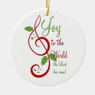 Joy to World Christian jul Sång Music Julgransprydnad Keramik