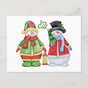 Joy to World - Cute Jul Snögubbars Helg Vykort