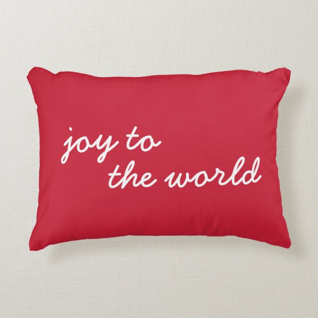 Joy to World | Cute Minimal Jul Red Prydnadskudde (Framsidan)