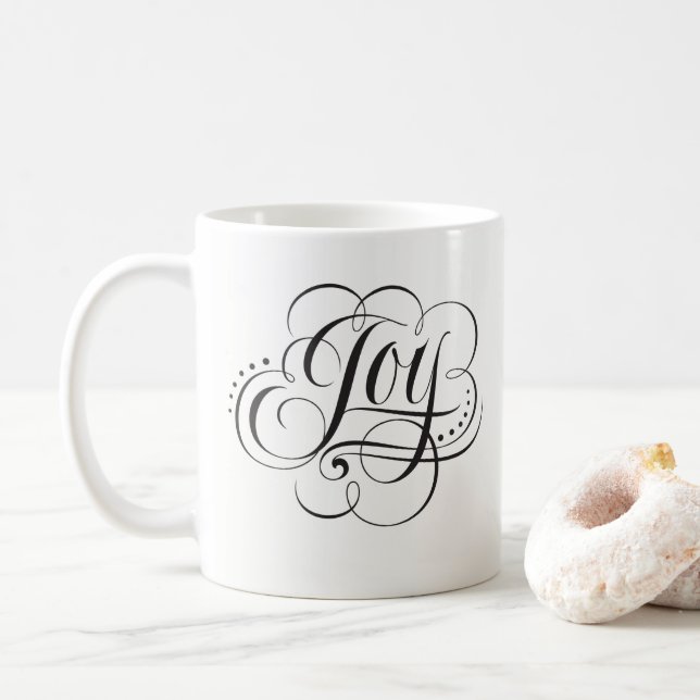 Joy to World - Elegant Black jul Joy Kaffemugg (Med munk)