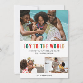 Joy to World Family Three Photo jul Julkort