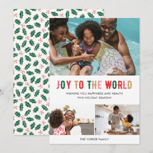 Joy to World Family Three Photo jul Julkort