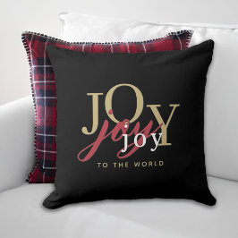 Joy to World Festive Typography Black Kudde
