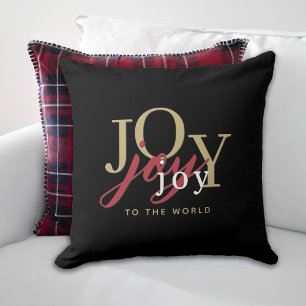 Joy to World Festive Typography Black Kudde