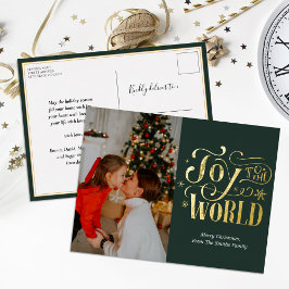 Joy to World Grönt Guld Script Photo Modern