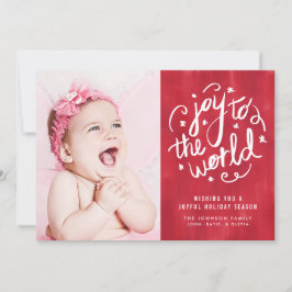 Joy to World Hand Lettered Helgdag Photo Card Julkort