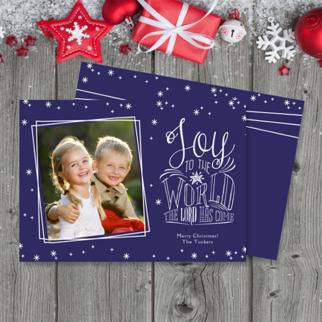 Joy to World Handwrite Photo jul Card Julkort (Skapare uppladdad)