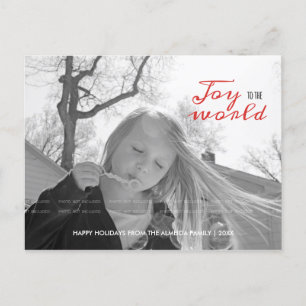Joy to World Helgdag Photo jul Red Black Helg Vykort