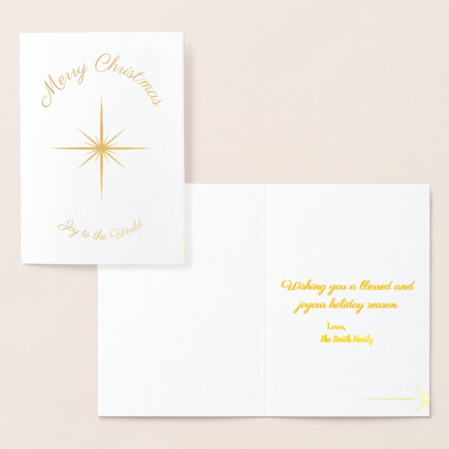 Joy to World Jul Photo Hälsning Folierat Kort (Display)