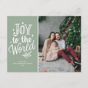 Joy to World jul Sång Sage Grönt Photo Helg Vykort