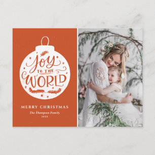 Joy to World Lettering Orange jul Photo Helg Vykort