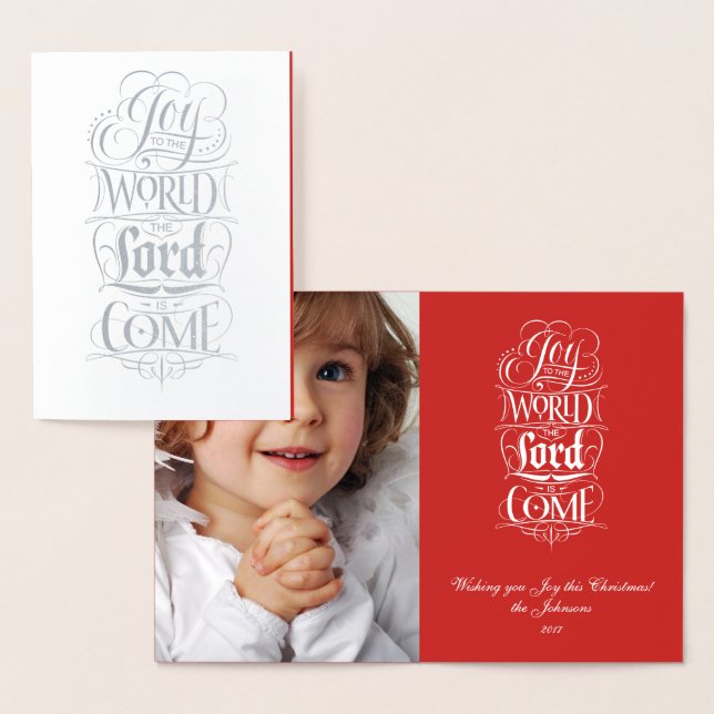 Joy to World Lord Kom - Religiösa Lettering Folierat Kort (Display)