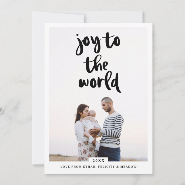 Joy to World | Modern, modern, minimal foto med fe Julkort (Framsida)