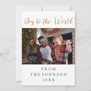 Joy to World Photo White Helgdag Script Grönt Julkort