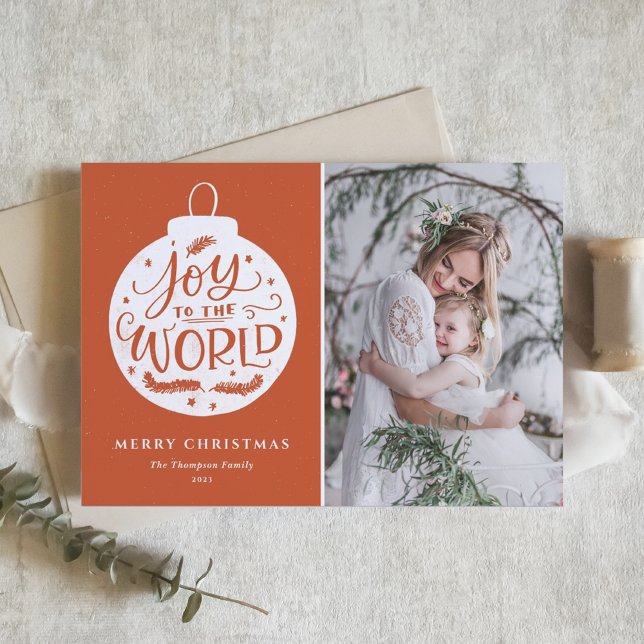 Joy to World Quote Orange God jul Helgkort (Skapare uppladdad)