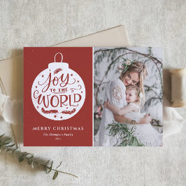 Joy to World Quote Red Photo God jul Helgkort
