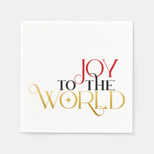Joy to World Red Guld Black Script Typography Pappersservett