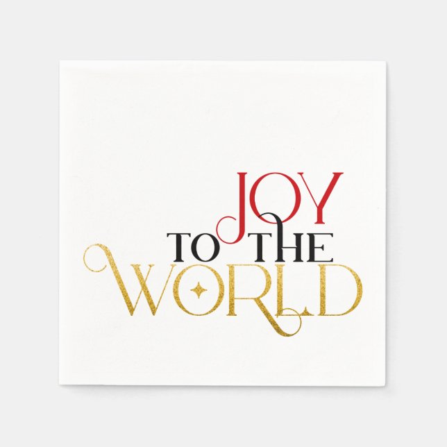 Joy to World Red Guld Black Script Typography Pappersservett (Framsidan)