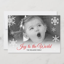 Joy to World Red Typography Family Photo