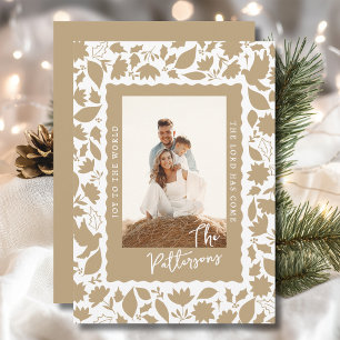 Joy to World Religiösa Blommigt jul Photo Julkort