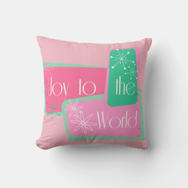 Joy to World Retro Pillow Kudde (Framsida)
