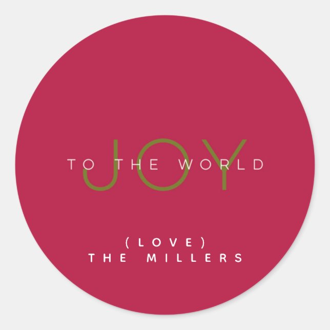 Joy to World Runt Klistermärke (Framsida)