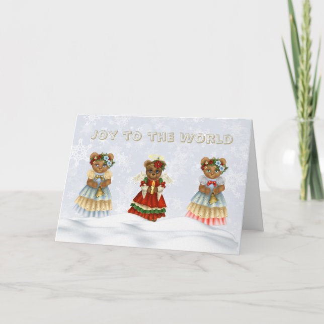 Joy to World Singing Angel Bears Helgkort (Framsida)