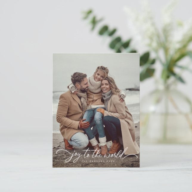 Joy to World-skript, jul/Helgdag-foto Vykort (Stående Fram)