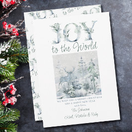 Joy to World Snö Forest Decorative Typography Julkort