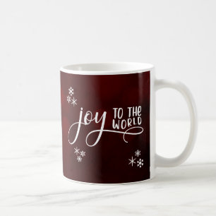 Joy to World Typography and Snöflingor Kaffemugg
