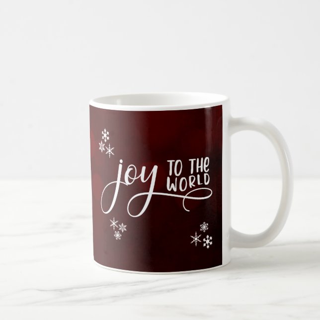 Joy to World Typography and Snöflingor Kaffemugg (Höger)