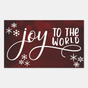 Joy to World Typography and Snöflingor Rektangulärt Klistermärke