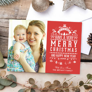 Joy to World Typography God jul Photo Julkort