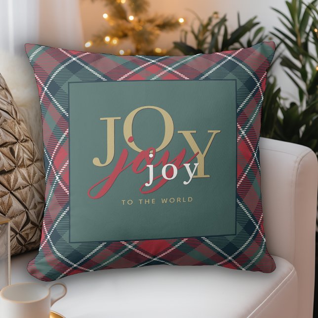 Joy to World Typography Rustic Play Kudde (Skapare uppladdad)