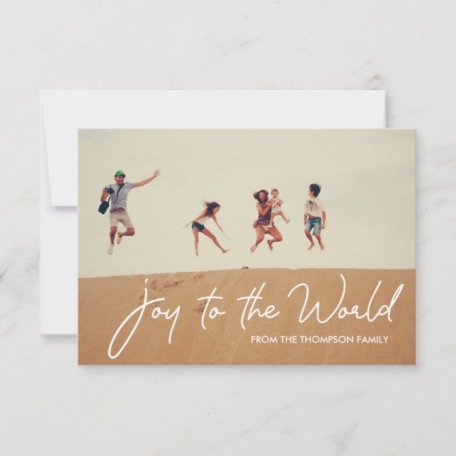Joy to World Typography Script Family Photo Kort (Framsida)
