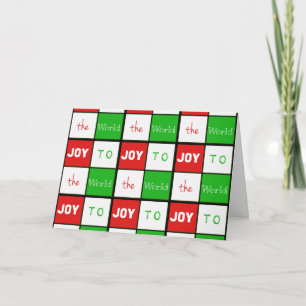 Joy to World Typography Tiles in Grönt and Red Helgkort