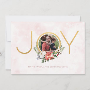 Joy to World Watercolor Blommigt Photo Julkort