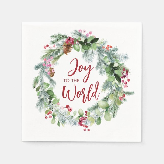 Joy to World Watercolor Winter Wandeans Pappersservett (Framsidan)