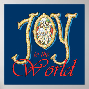 Joy to World with Stached Glass Ntivity Poster