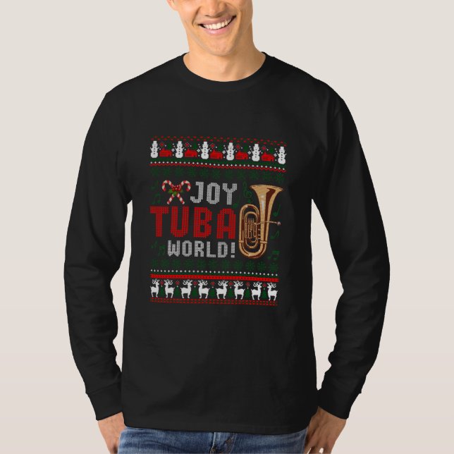 Joy Tuba World Funny jul Ugly Julafton Sweater  T Shirt (Framsida)