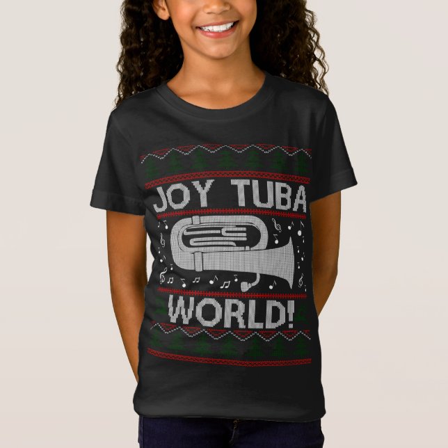 Joy Tuba World Funny jul Ugly Julafton Sweater T Shirt (Framsida)