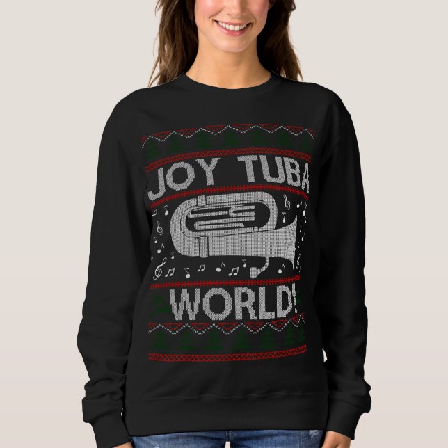 Joy Tuba World Funny jul Ugly Julafton Sweater T Shirt (Framsida)